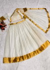 Onam Special Soft Organza Chex With Golden Jacquard Work Lehenga With Blouse Online Wholesale
